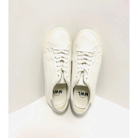 Madewell MWL Sidewalk low-top leather white silver sneakers unisex - Picture 4 of 11